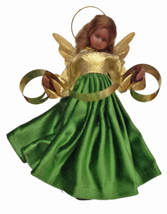 Wax Black Angel with Green and Gold Dress by Margarete and Leonore Leidel in Iffeldorf