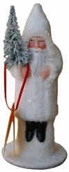 White Coated Santa Paper Mache Candy Container by Ino Schaller