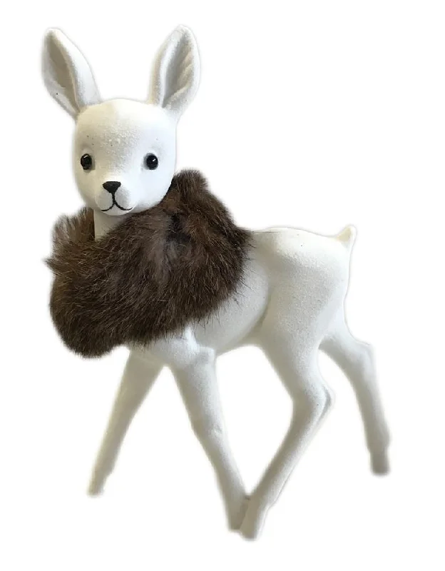 Deer, white flocked with fur boa, Plastic Figure by Ino Schaller