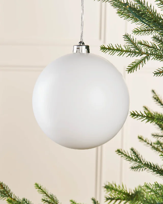 White Large Matt Shatterproof Bauble, 15 cm