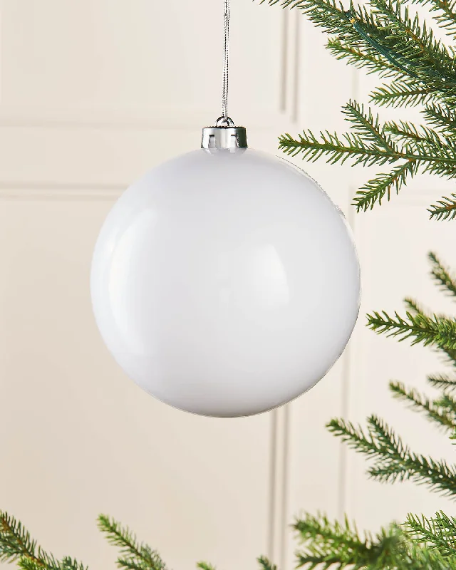 White Large Gloss Shatterproof Bauble, 15 cm