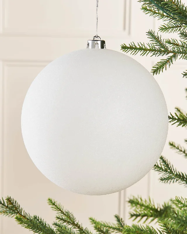 White Large Glitter Shatterproof Bauble, 20 cm