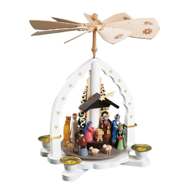 White Painted Nativity Pyramid by Richard Glasser GmbH