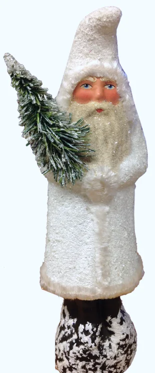 White Santa Paper Mache Candy Container by Ino Schaller