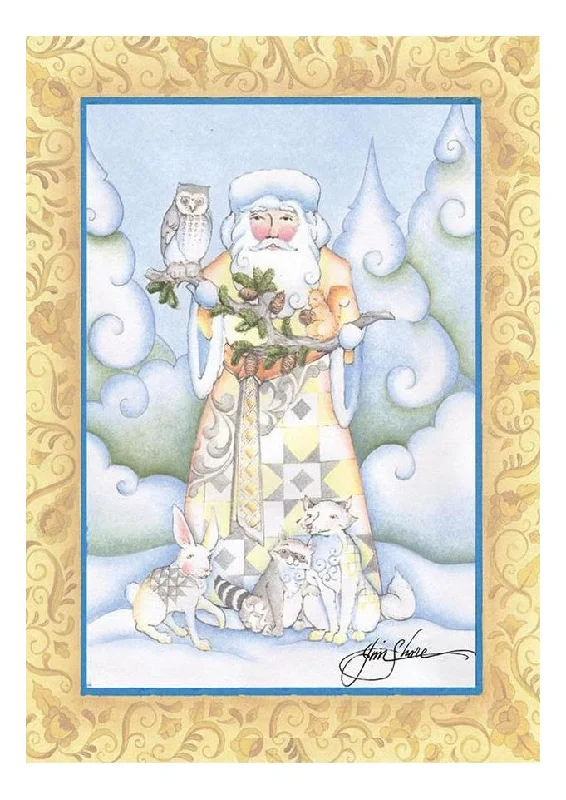 White Woodland Santa - Jim Shore Christmas Cards - Set of 10