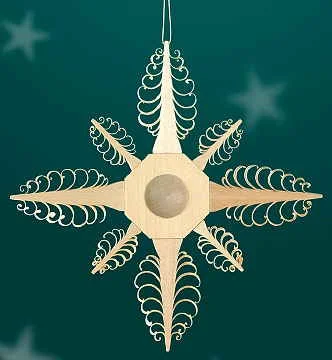 Curled Wood Star, 8 flat trees , 13 cm by Martina Rudolph