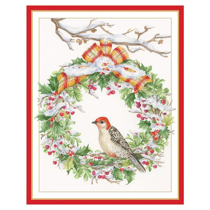 Wreath And Woodpecker - Christmas Cards - 16 Cards (3.75'' x 4.75'')