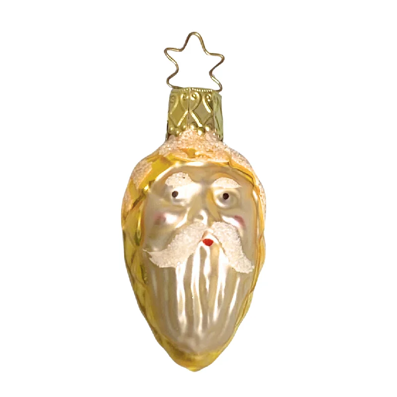 Yellow Pinecone Santa Ornament by Inge Glas of Germany